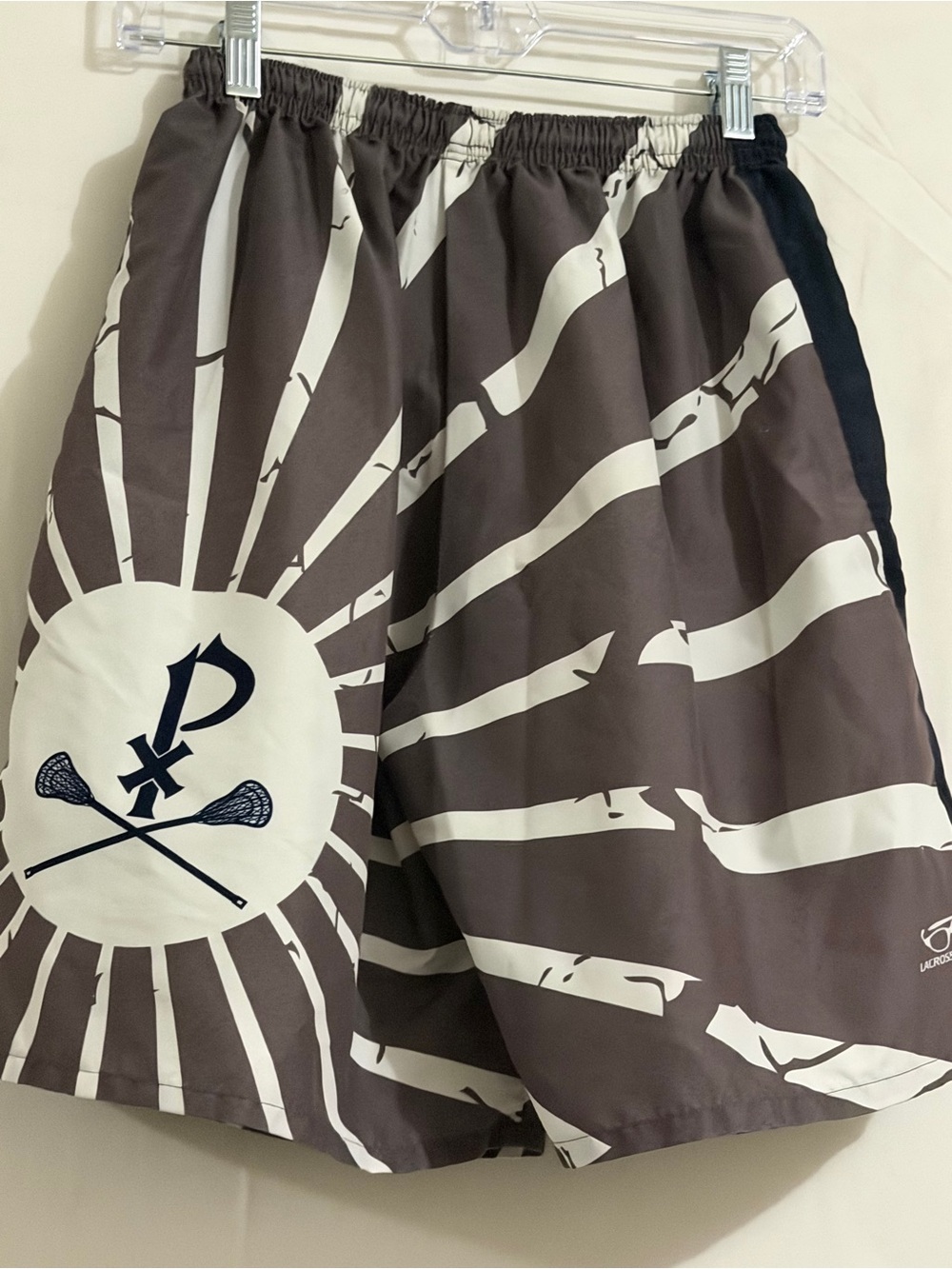 LaCrosse Brown and White Graphic Men's Swim Board Shorts